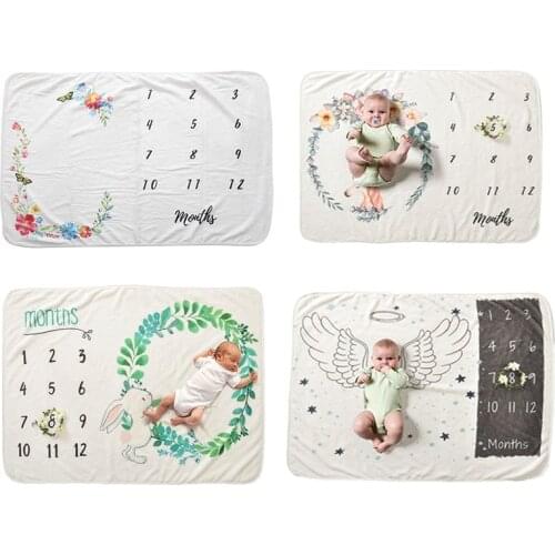 New Infant Baby Milestone Blanket DIY Photo Girl Boy Newborn Photography Premium Fleece Baby Monthly Shower Blanket Gift
