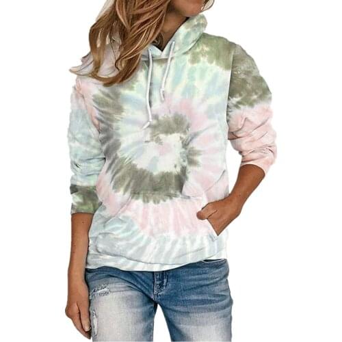 Autumn Winter Women Fashion Long Sleeve Tops Casual U Neck Shirts Autumn Winter Hooded Gradient S-5XL