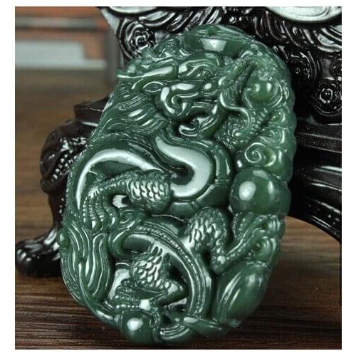 Hetian Yulong brand natural and Tian Yuqing jade jade dragon pendant jade pendant necklace Jade Pei jade card pendant with certi