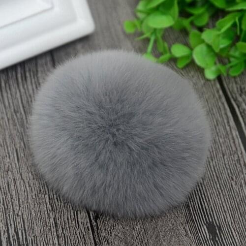 10cm Nature Genuine Rabbit Fur Ball Pom Pom Fluffy DIY Winter Hat Skullies Beanies Knitted Cap Pompoms DEF003-grey