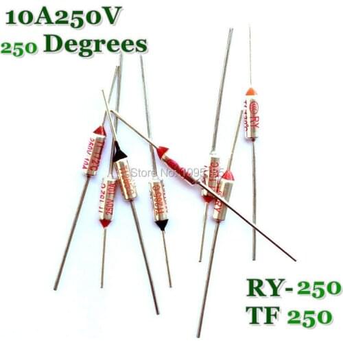 RY 10pcs/lot New Micro thermal fuse 10A250V 250 Degrees Tf 250 C Mini temp fuse metal shell Thermal Cutoff RY-250 RY250