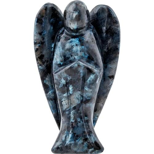 TUMBEELLUWA 3 inch Labradorite Pocket Guardian Angel Figurine Statue,Reiki Healing Stone