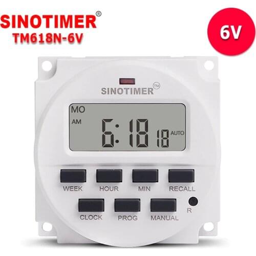 6V DC Timer Switch 7 Days Programmable Time Relay with 12/24hr Format Clock Display BIG LCD 1.6 Inch Recharge Battery Inside