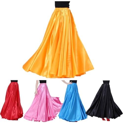 Adult Woman Dancer Performance Belly Dance Skirt Solid Color Shining Big Swing Gypsy Female Spanish Flamenco Dress Wholesale