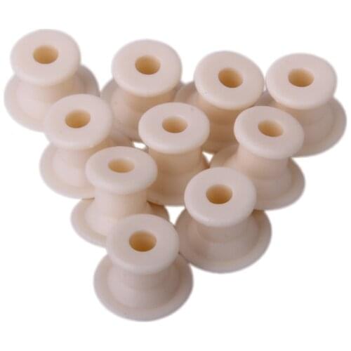 10 Pcs Cream Plastic Lock Strap Button W. Screw For Acoustic Guitar Mandolin