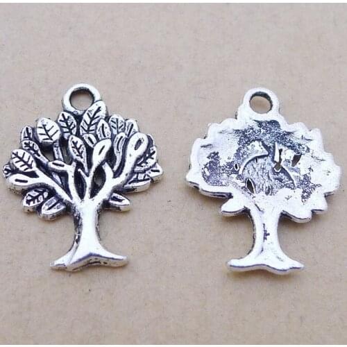 10 pieces/lot 17*21mm Antique silver color Metal Tree charm Pendant Bracelet Key chain accessory DIY handmade jewelry making