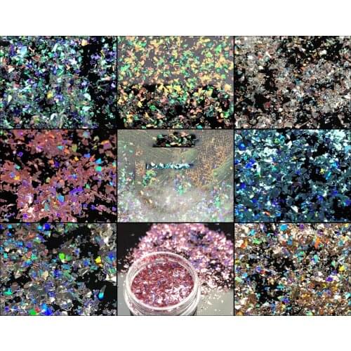 TR45-12Pcs Shattered Holo Glitter for Nail Art Design 12 Colors Holographic Unicorn Dandruff Micro Flakes nail art Glitter,LO87