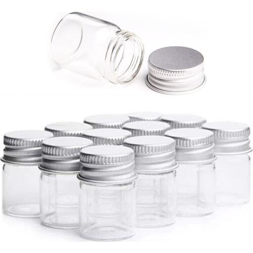 12Pcs Glass 5ML Jar Bottles With Aluminum Cover Shisha Tobacco Herb Storage Box Case Smoking Cigarette Accessories Kitchen Jars