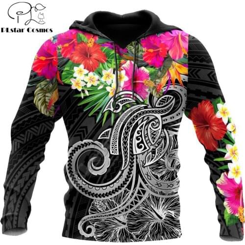 2021 Autumn Hoodies Pohnpei Polynesian Tribe Tattoo & Flowers 3D Printed Unisex Zip Pullover Casual Harajuku Streetwear DW0407