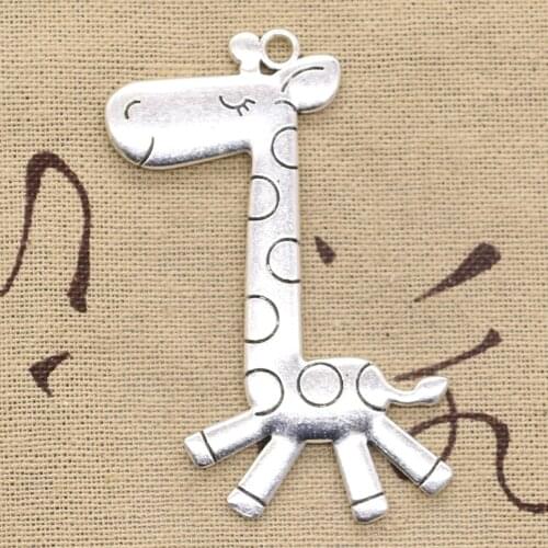 3pcs Charms Running Giraffe Deer 66x36mm Antique Bronze Silver Color Pendants Making DIY Handmade Tibetan Bronze Jewelry