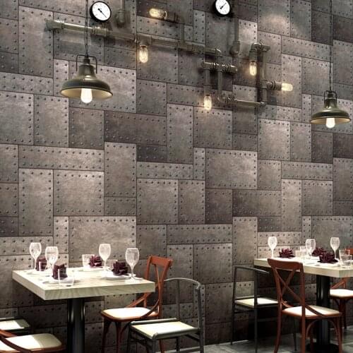 3D Wallpaper Retro Imitation Iron Sheet Photo Wall Paper Restaurant Bar Clothing Store Background Wall Decor Papel De Parede 3 D