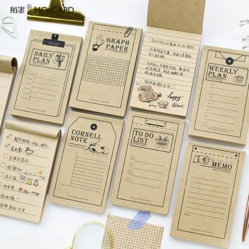 50pcs/pack New Arrival Retro Kraft Notes School Office Supply Self-Adhesive Sketchbook Diary Pads Stationery
