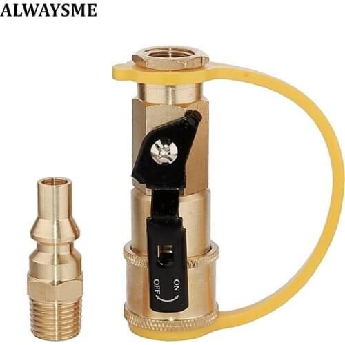 ALWAYSME 1/4" Marine RV Propane Quick Connect Adapte With Shutoff Valve & Full Flow Plug ForPropane Hose, Propane or Natura