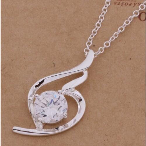 AN391 Hot sterling Necklace fashion jewelry pendant Shiny stone /gqzapiga avlajmsa silver color
