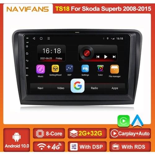 6+128G 8Core Carplay Auto Android 11 Car Radio GPS For Skoda Superb 2 2008-2015 Multimedia Dvd Player 2Din USB Accessories Audio
