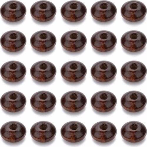 LOULEUR 200pcs 7x12mm Natural Deep Brown Wooden Beads Abacus Loose Spacer Beads for DIY Necklace Bracelet Jewelry Makings