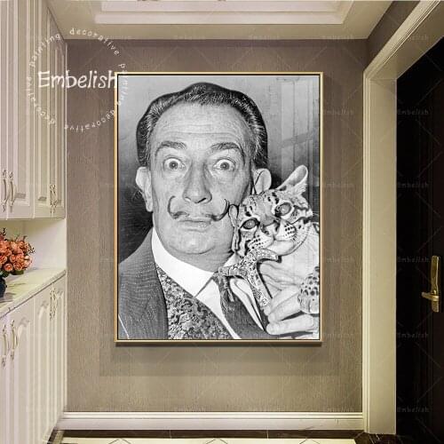 Embelish Salvador Dali Spanish Artist Black And White Figure Wall Pictures For Living Room Home Decor Canvas Paintings Posters
