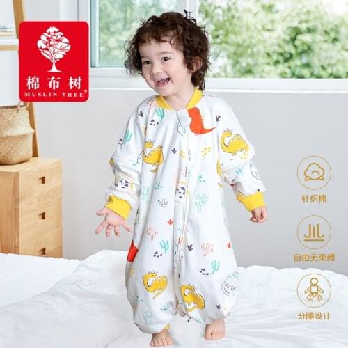 Children Zipper Cute Animal Muslin Sleep Sack Kids Winter Split Leg Thermal Sleeping Bag Baby Onsies Pajamas