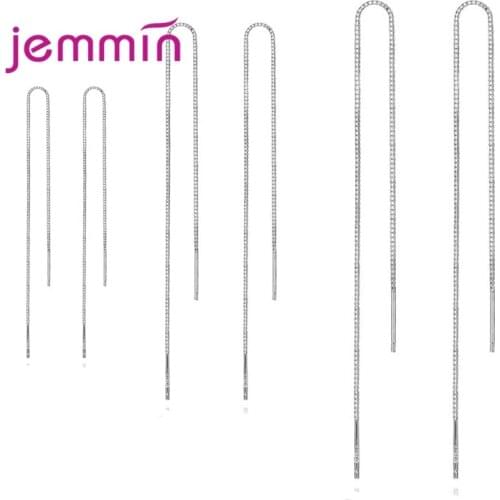 New Fashion Design Silver Dangle Earrings 100% Real 925 Sterling Silver Long Tassel Earrings For Women Fine Jewelry Ear Line