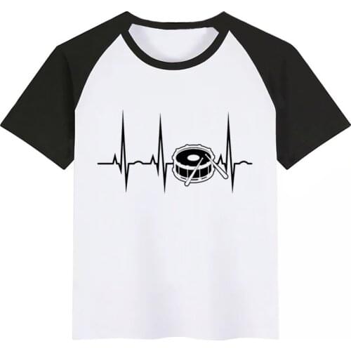 Drums Drummer Heartbeat Boys T Shirt Summer Children T-Shirt for Boy Baby Girls Tops Kids Tshirt Cartoon Tee Shirts Clothes