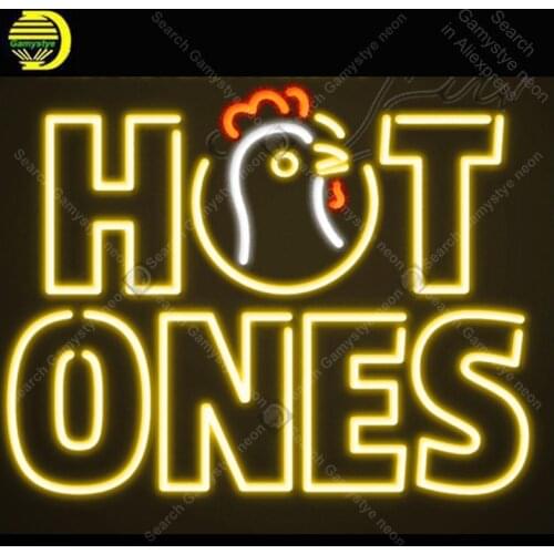 Hot ones Neon Sign Roast Chicken Neon Lamp Glass Tube Neon Bulbs Sign Recreation room Club Handcraft Indoor Sign Custom 24x20