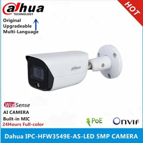 Dahua IPC-HFW3549E-AS-LED 5MP Built-in Mic WizSense IP Camera 24 Hours Full-color IP67 IR 30M built-in Mic AI Camera