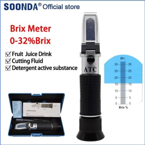 Brix Meter Tester Sugar Meter for Fruit Juice Drinks Cutting Fluid Concentration Meter Active substance content Refractometer
