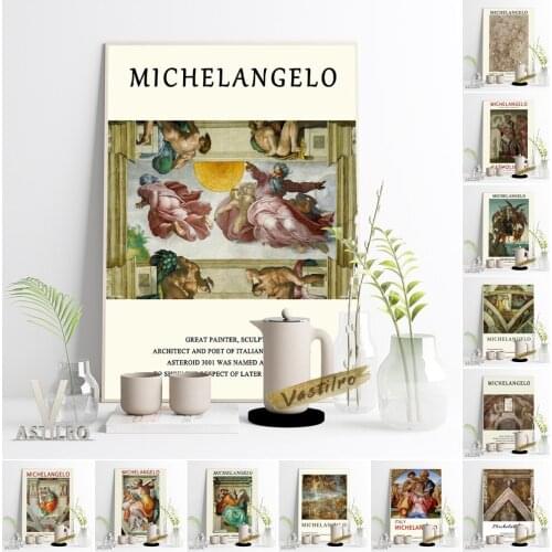 Michelangelo Renaissance Christian Art Exhibition Museum Poster Delphic Sibyl Vintage Canvas Painting Tondo Doni Gift Idea Decor