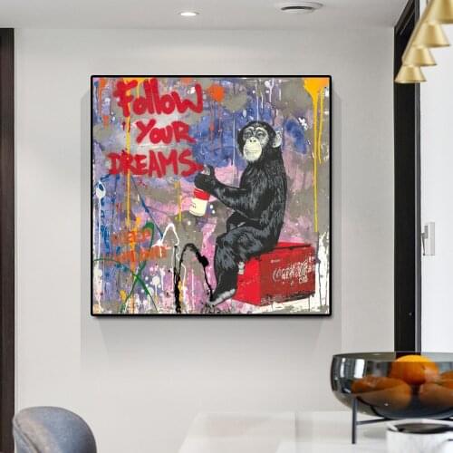 Modern Style Street Graffiti Art "Follow Your Dreams" Canvas Paintings Posters And Prints Cuadros Wall Art for Home Decoration