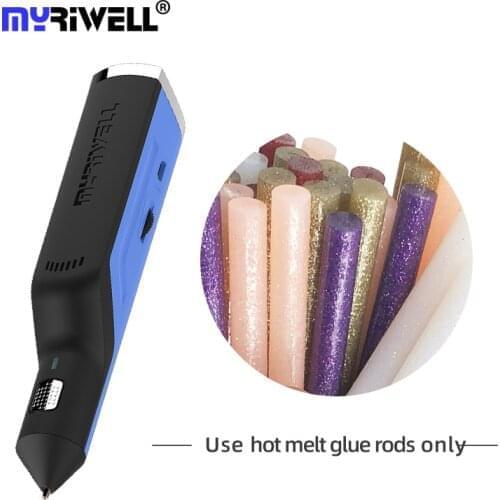 Myriwell RS-100A Hot Melt Glue Gun 3D Pen 6 Color Glue Stick Pen Cordless Mini Speed Adjustable Charging version 3D Printing Pen