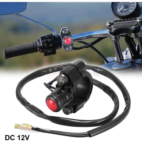 Motoforti DC 12V 22mm Motorcycle Handlebar Switch On Off Push Button Red Manual Return Switch Electric Star Control Switch
