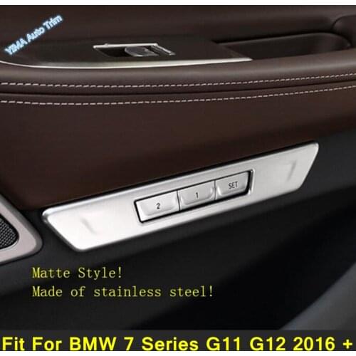 Lapetus Stainless Steel Seat Adjust Memory Button Switch Cover Trim 4 Pcs For BMW 7 Series G11 G12 2016 - 2020 Interior Parts