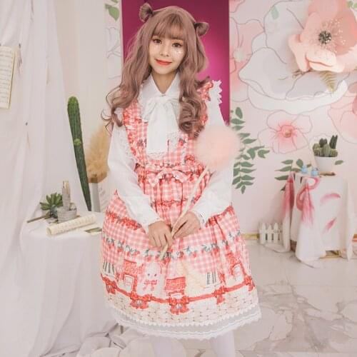 Japanese sweet lady kawaii jsk Lolita princess dress high waist bow strap dress