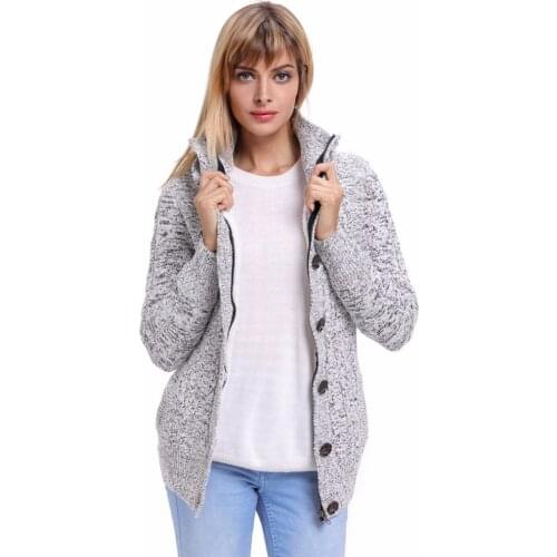 European and American fashion new womens sweaters double collar cardigan long-sleeved large hooded thermal jacket SY5