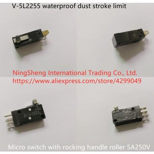 Original new 100% V-5L2255 waterproof dust stroke limit micro switch with rocking handle roller 5A250V