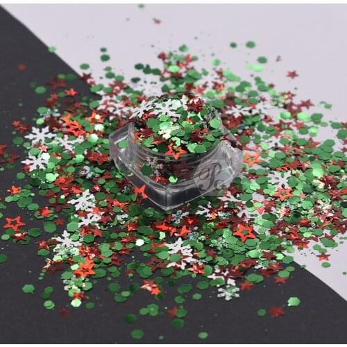 PrettyG 1 Box New Christmas Mix Nail Glitter For Xmas Art Decoration Nail Design Gel Body Art painting Makeup DIY Decoration