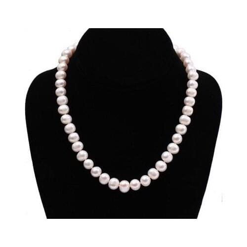 Sale Fashion 9-10mm Natural Cultured Round Freshwater Pearl Necklace 18 Inches