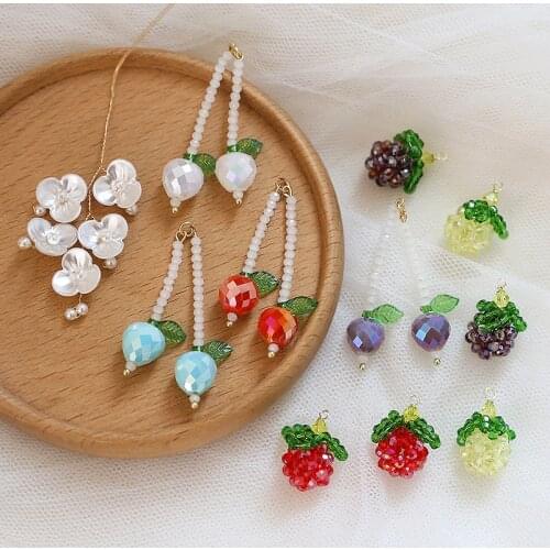 Hand-knitted Strawberry/Cherry/grape shape 20pcs/lot crystal/copper charms diy jewelry earring/necklace pendant accessory