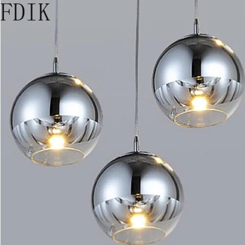 Modern Plating Sliver Glass Pendant Lamp Open Space Ball Hanging Light Fixture for Indoor Bedroom Coffee Vintage Decor Lighting