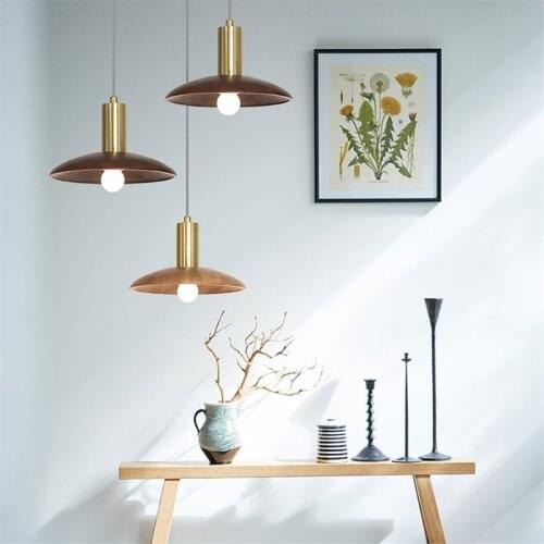 Japanese Style Single Droplight Modern LED Pendant Light Fixtures Simple Wooden Hanging Lamp Deco Indoor Lighting Lamparas