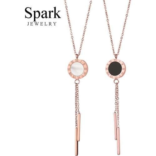 SPARK Famous Brand Engraving Necklace for Women Adjustable Charm Necklaces & Pendants Shell Stainless Steel Fashion Jewelry