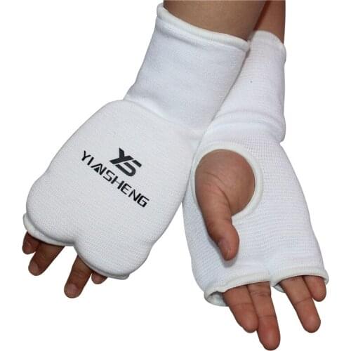 Knitted Good Quality KARATE Gloves Hands guard MMA Martial art palm protector Taekwondo Protector Boxing sparing gear pads white