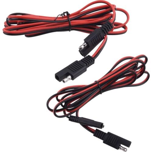 Universal 2 Pcs 2m SAE to SAE Connector Extension Cable DC Power 18AWG Solar Battery Harness