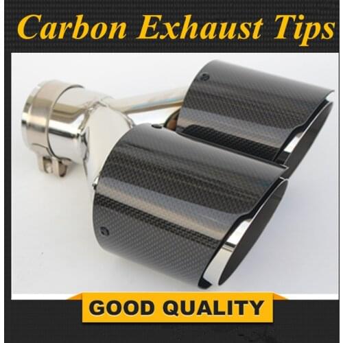 1PCS Universal DUAL Exhaust Tip Glossy carbon fiber exhaust pipe tail quad exhaust muffler tip