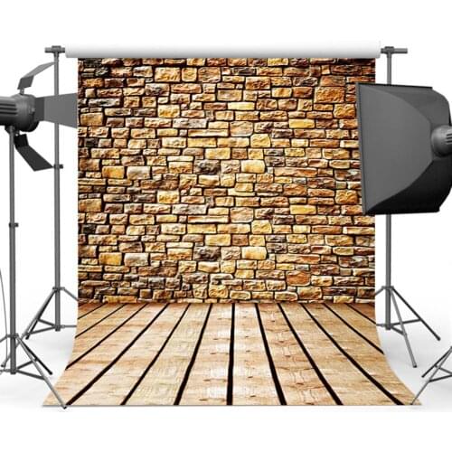 Mehofoto Vintage Brick Wall Photo Booth Background Wood Floor Backdrop for Photo Studio Custom F-1568