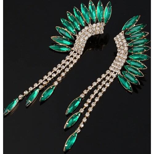 YFJEWE New Fashion Peacock Tassel Rhinestone Earring 3 Color Long Drop Earrings Jewelry Wedding Party Accessories Female E045