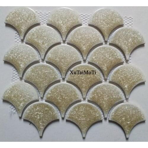 Yellow fish scale ceramic mosaic tile kitchen backsplash bathroom swimming pool wall shower wallpaper porcelain background