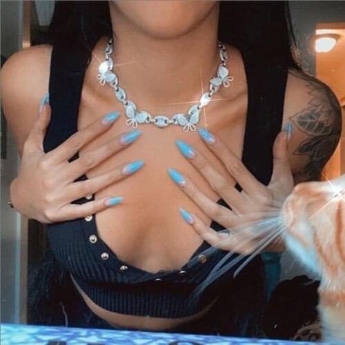 NEW 15" 16" pink pinky color micro pave 5A cz coffee beaded chain with Pink butterfly charm iced out choker necklace for women