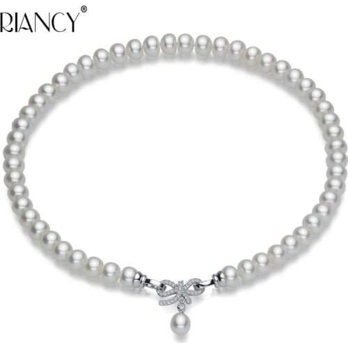 Fashion Natural freshwater pearl necklace pendant Jewelry wedding 925 sterling silver pearl necklace women birthday anniversary