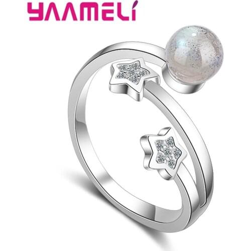 Most Popular Simple Temperament 925 Sterling Silver Elegant Adjustable Ring For Women Wedding Party Jewelry Gift